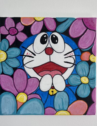 Name: Dora's dream Size: 20cm * 20cm Hand-drawn acrylic painting on stretched canvas Pinewood frame